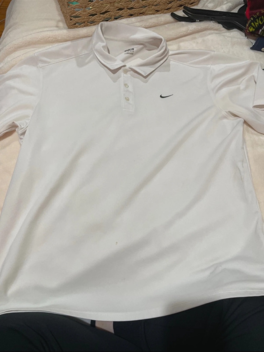 Nike Men’s White Polo with Black Swoosh